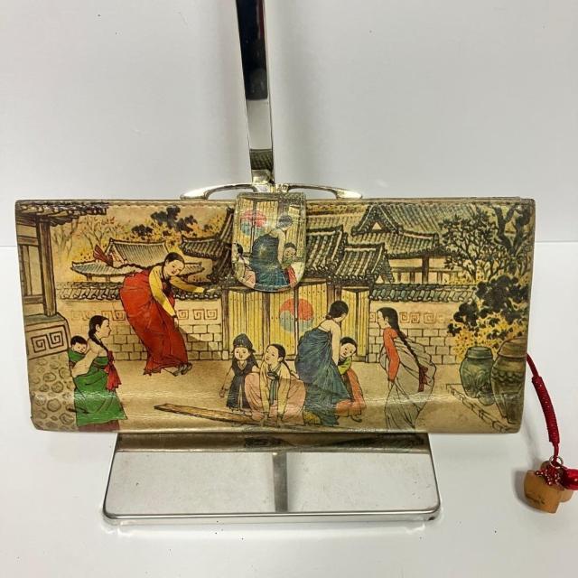 韓国 伝統絵画モチーフ 本革長財布 Genuine Leather がま口財布 < 女性ファッション 韓国 伝統絵画モチーフ 本革長財布 Genuine Leather がま口財布 < 女性ファッションの