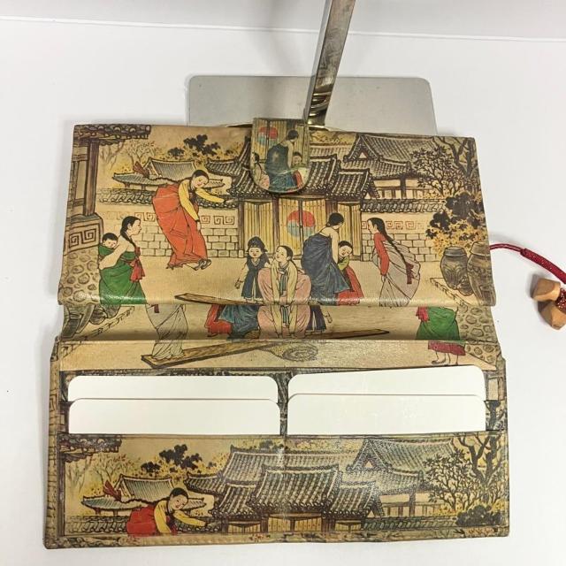 韓国 伝統絵画モチーフ 本革長財布 Genuine Leather がま口財布 < 女性ファッション 韓国 伝統絵画モチーフ 本革長財布 Genuine Leather がま口財布 < 女性ファッションの