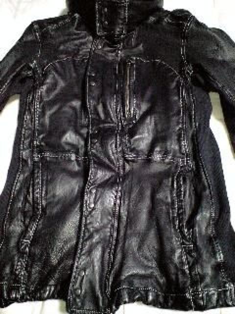 キョウジマルヤマ 後染めジャーシーレザーブルゾン1 < 男性ファッション  キョウジマルヤマ 後染めジャーシーレザーブルゾン1 < 男性ファッションの