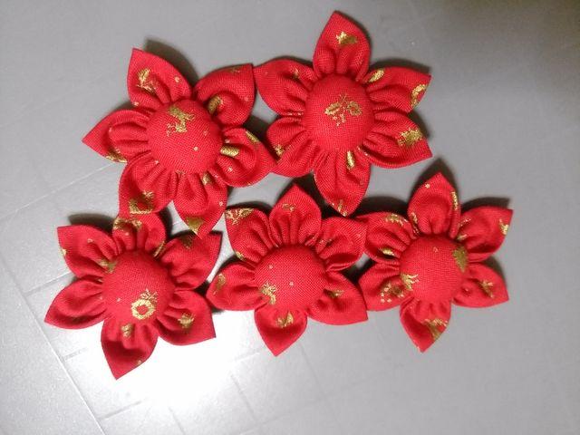 ハンドメイド クリスマス柄の布製花5個セット 手芸パーツ 赤系 < ペット/手芸/園芸 ハンドメイド クリスマス柄の布製花5個セット 手芸パーツ 赤系 < ペット/手芸/園芸の
