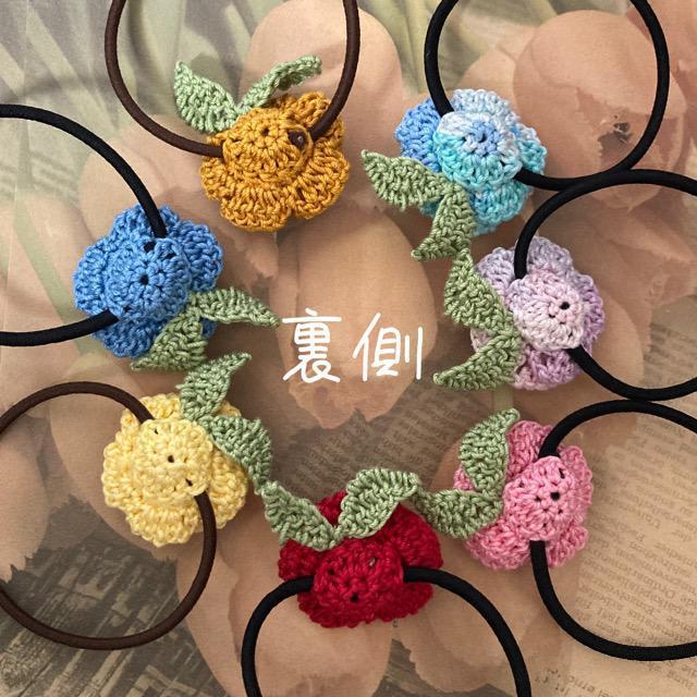 ハンドメイド♪レース編み 薔薇風お花モチーフのヘアゴム < 女性ファッション  ハンドメイド♪レース編み 薔薇風お花モチーフのヘアゴム < 女性ファッションの