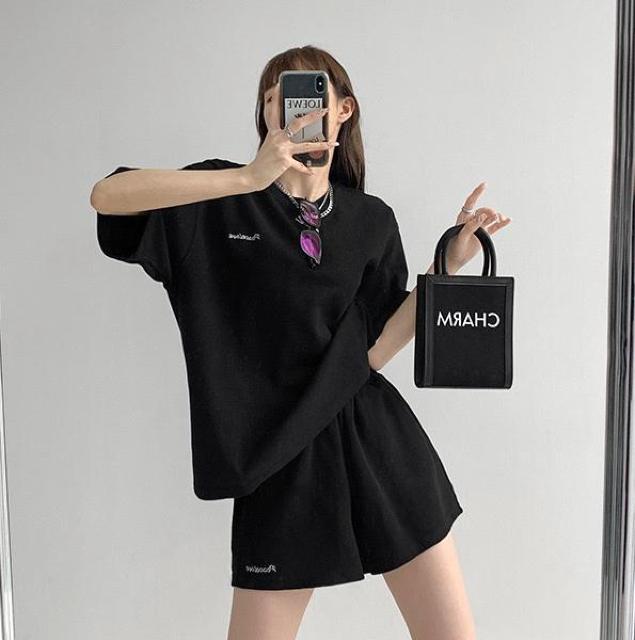 セットアップ ショートパンツ 刺繍英字 上下セット ブラック 大きいサイズ < 女性ファッション セットアップ ショートパンツ 刺繍英字 上下セット ブラック 大きいサイズ < 女性ファッションの