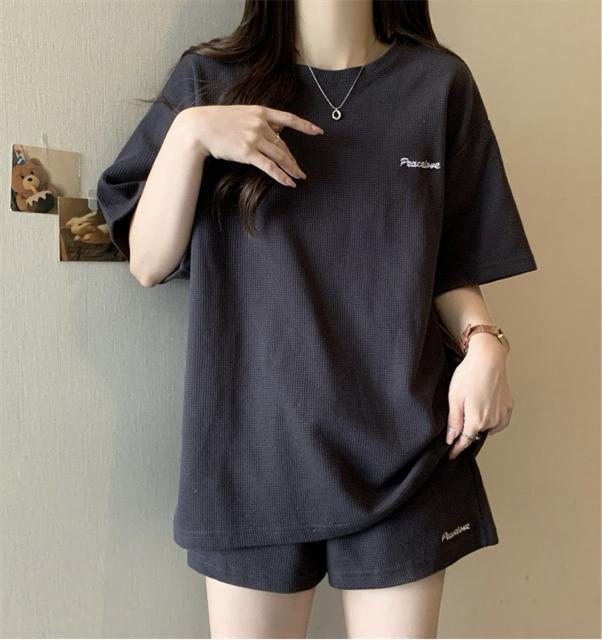 セットアップ ショートパンツ 刺繍英字 上下セット ブラック 大きいサイズ < 女性ファッション セットアップ ショートパンツ 刺繍英字 上下セット ブラック 大きいサイズ < 女性ファッションの