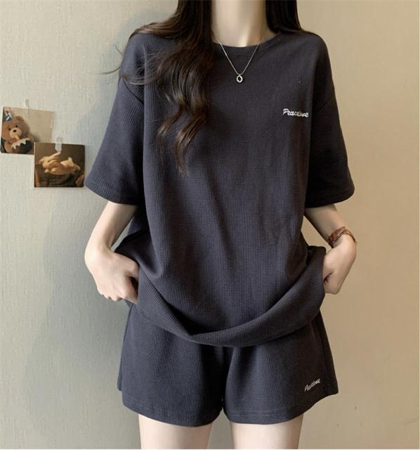 セットアップ ショートパンツ 刺繍英字 上下セット ブラック 大きいサイズ < 女性ファッション セットアップ ショートパンツ 刺繍英字 上下セット ブラック 大きいサイズ < 女性ファッションの