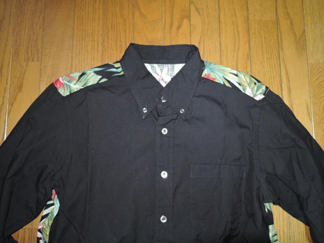 SOPHNET. ソフネット BACK PANEL B.D SHIRT アロハ柄シャツ 黒 長袖 バックフラワー花 < ブランド  SOPHNET. ソフネット BACK PANEL B.D SHIRT アロハ柄シャツ 黒 長袖 バックフラワー花 < ブランドの
