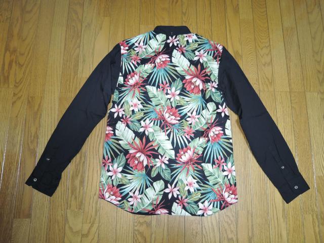 SOPHNET. ソフネット BACK PANEL B.D SHIRT アロハ柄シャツ 黒 長袖 バックフラワー花 < ブランド  SOPHNET. ソフネット BACK PANEL B.D SHIRT アロハ柄シャツ 黒 長袖 バックフラワー花 < ブランドの