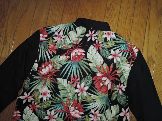 SOPHNET. ソフネット BACK PANEL B.D SHIRT アロハ柄シャツ 黒 長袖 バックフラワー花 < ブランド  SOPHNET. ソフネット BACK PANEL B.D SHIRT アロハ柄シャツ 黒 長袖 バックフラワー花 < ブランドの