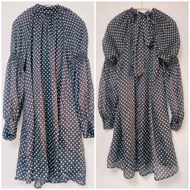 Rirandtureリランドチュールブラックホワイトシースルードットパフチュニックワンピースリボンシフォン黒白 < ブランド Rirandtureリランドチュールブラックホワイトシースルードットパフチュニックワンピースリボンシフォン黒白 < ブランドの