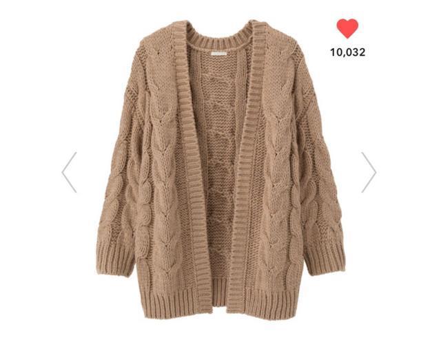 GU ジーユー ケーブルボーイフレンドカーディガン ニットカーディガン  ベージュ L < ブランド  GU ジーユー ケーブルボーイフレンドカーディガン ニットカーディガン  ベージュ L  < ブランドの