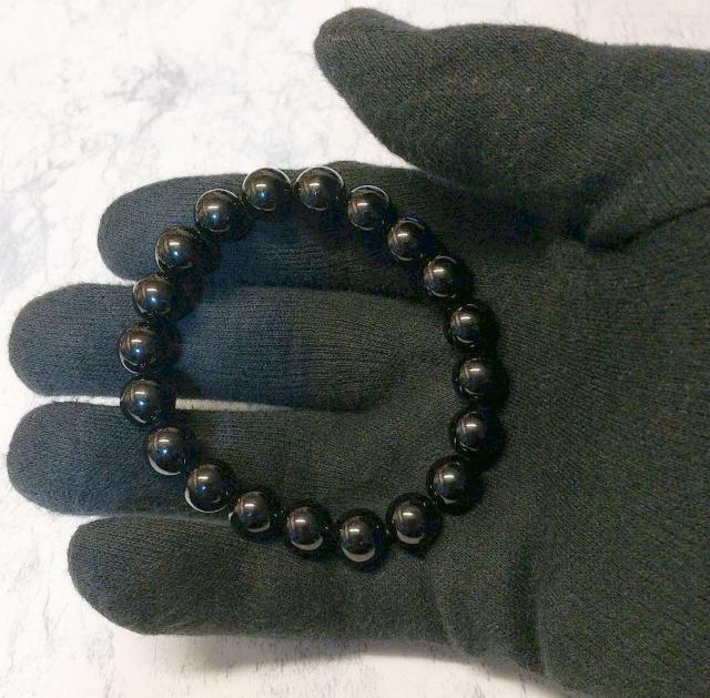 美しい漆黒の石 黒水晶モリオン10mm玉ブレスレット 内周約16.5cm男女兼用 < 女性アクセサリー/時計  美しい漆黒の石 黒水晶モリオン10mm玉ブレスレット 内周約16.5cm男女兼用 < 女性アクセサリー/時計の