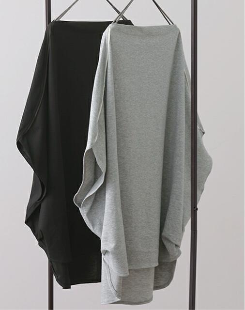 変形tシャツ  ドルマン   ゆったり ギャザー付き カットソー  グレー 大きいサイズ < 女性ファッション  変形tシャツ  ドルマン   ゆったり ギャザー付き カットソー  グレー 大きいサイズ < 女性ファッションの