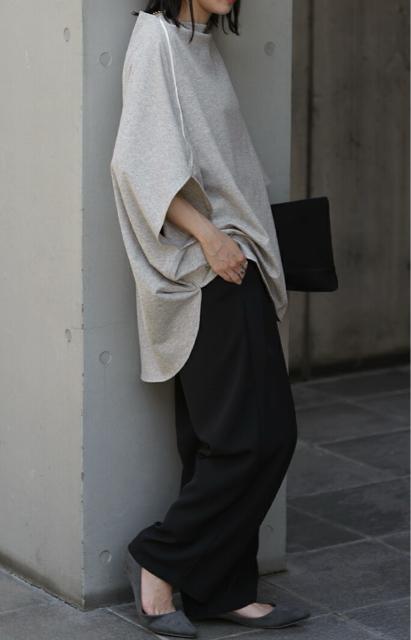 変形tシャツ  ドルマン   ゆったり ギャザー付き カットソー  グレー 大きいサイズ < 女性ファッション  変形tシャツ  ドルマン   ゆったり ギャザー付き カットソー  グレー 大きいサイズ < 女性ファッションの