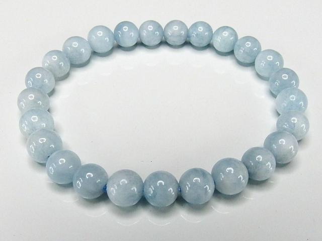 アクアマリン7mmブレスレットミルキーブルー色天然石海の宝石 < 女性アクセサリー/時計  アクアマリン7mmブレスレットミルキーブルー色天然石海の宝石 < 女性アクセサリー/時計の