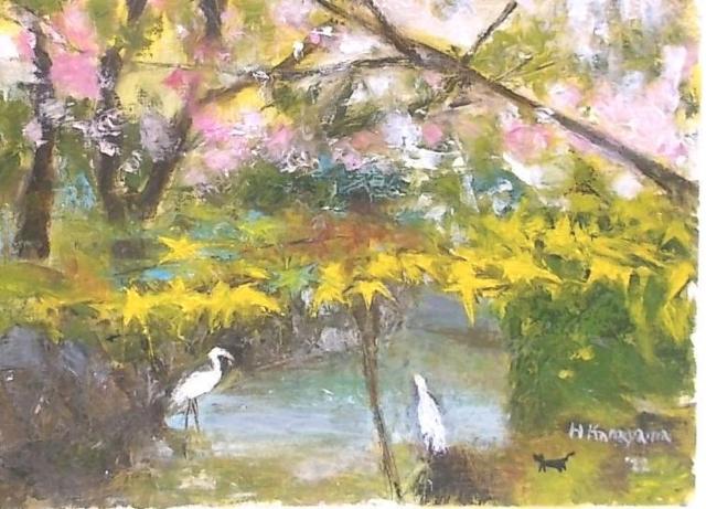 ♪●油彩画 金山ヒロシ【本坊庭園の春】『F8号』新額付き ★若葉に桜咲く本坊庭園の春 < ホビー ♪●油彩画 金山ヒロシ【本坊庭園の春】『F8号』新額付き ★若葉に桜咲く本坊庭園の春 < ホビーの