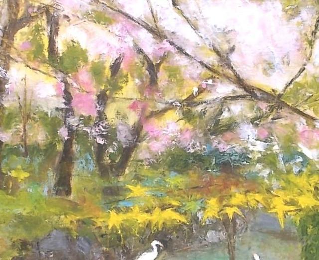 ♪●油彩画 金山ヒロシ【本坊庭園の春】『F8号』新額付き ★若葉に桜咲く本坊庭園の春 < ホビー ♪●油彩画 金山ヒロシ【本坊庭園の春】『F8号』新額付き ★若葉に桜咲く本坊庭園の春 < ホビーの