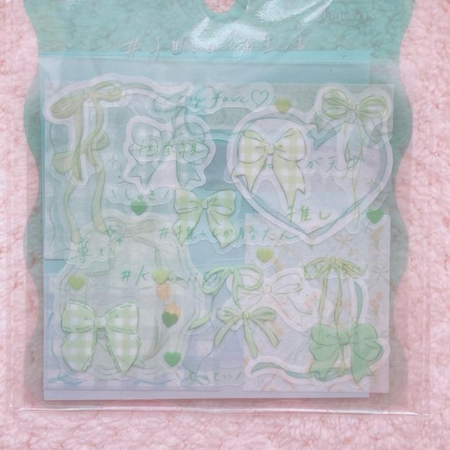 新品 推し活 リボン シール ステッカー デコ コラージュ シール帳 グリーン 緑 N2m < インテリア/ライフ 新品 推し活 リボン シール ステッカー デコ コラージュ シール帳 グリーン 緑 N2m < インテリア/ライフの