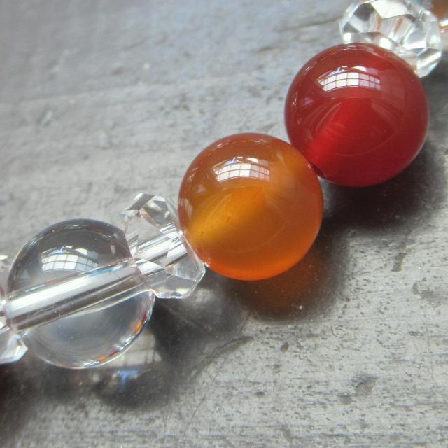 カーネリアンx水晶ブレスレット 天然石 パワーストーン < 女性アクセサリー/時計 カーネリアンx水晶ブレスレット 天然石 パワーストーン < 女性アクセサリー/時計の