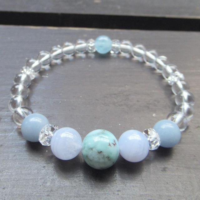 ☆第5チャクラ活性☆水色系ブレスレット 天然石 < 女性アクセサリー/時計 ☆第5チャクラ活性☆水色系ブレスレット 天然石 < 女性アクセサリー/時計の