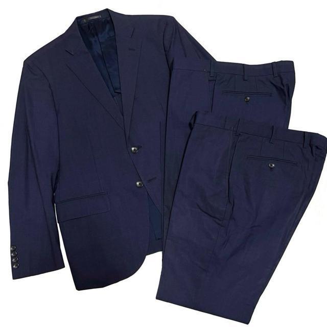 【美品】メンズスーツ 夏用3点セットアップ/サイズL/VISARUNO < 男性ファッション  【美品】メンズスーツ 夏用3点セットアップ/サイズL/VISARUNO < 男性ファッションの