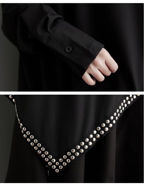 シャツ ブラウス 超ワイド スタッズ付き 不規則 ブラック 大きいサイズ < 女性ファッション シャツ ブラウス 超ワイド スタッズ付き 不規則 ブラック 大きいサイズ < 女性ファッションの