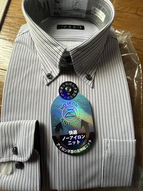 Lサイズ!高貴紳士的!ノーアイロン!ニット!防シワ性!伸縮性!速乾性!いつもサラサラ長袖ボタンダウンワイシャツ!No.心 < 男性ファッション  Lサイズ!高貴紳士的!ノーアイロン!ニット!防シワ性!伸縮性!速乾性!いつもサラサラ長袖ボタンダウンワイシャツ!No.心 < 男性ファッションの