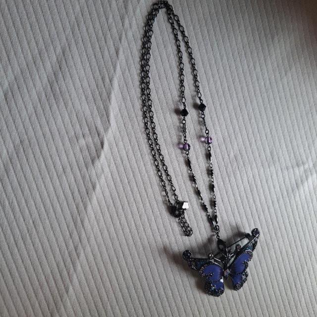 アナスイ ANNA SUI ブローチ ネックレス 2way パープル 蝶 < ブランド  アナスイ ANNA SUI ブローチ ネックレス 2way パープル 蝶 < ブランドの