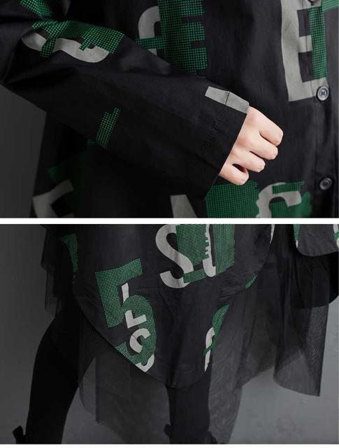 前開き レース重ね シャツワンピース 英字柄 大きいサイズ < 女性ファッション 前開き レース重ね シャツワンピース 英字柄 大きいサイズ < 女性ファッションの