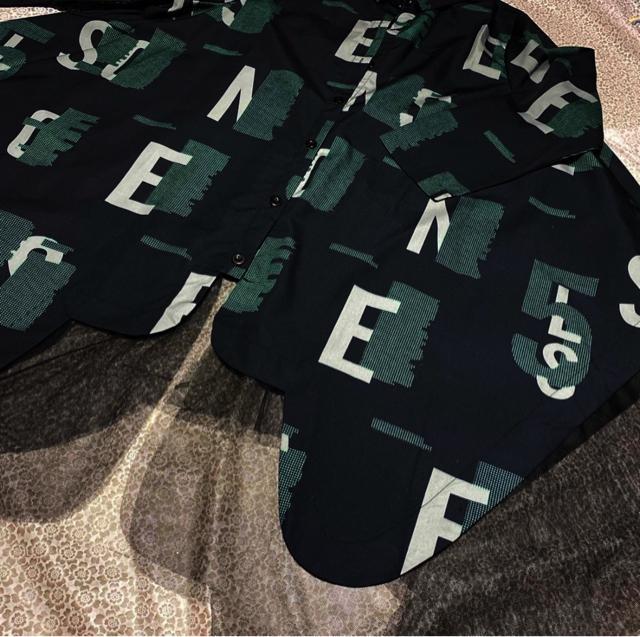 前開き レース重ね シャツワンピース 英字柄 大きいサイズ < 女性ファッション 前開き レース重ね シャツワンピース 英字柄 大きいサイズ < 女性ファッションの