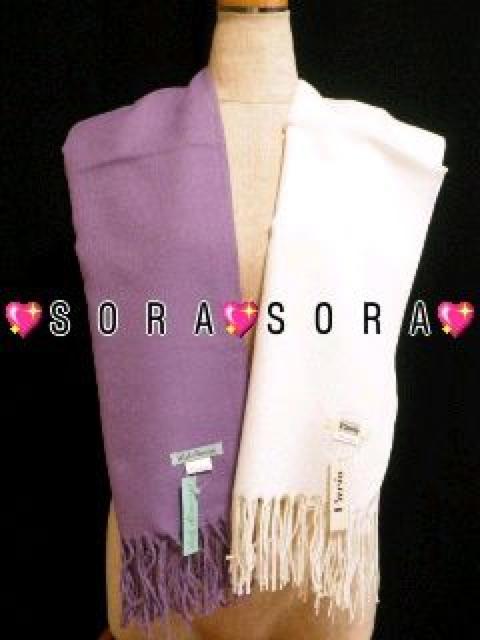 人気色 2枚セット♪大判ストール フリンジ付 ホワイト&パープル < 女性ファッション  人気色 2枚セット♪大判ストール フリンジ付 ホワイト&パープル  < 女性ファッションの