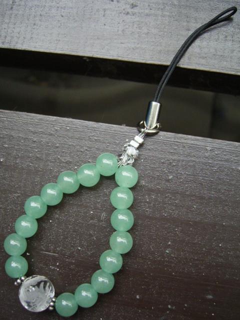 龍彫水晶xアベンチュリンストラップ 天然石 パワーストーン < 家電/AV  龍彫水晶xアベンチュリンストラップ 天然石 パワーストーン < 家電/AVの