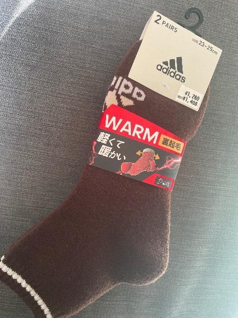 ♯新品♯adidas ☆worm 裏起毛 ソックス 2Pセット 23→25 アディダス < ブランド  ♯新品♯adidas ☆worm 裏起毛 ソックス 2Pセット 23→25 アディダス  < ブランドの