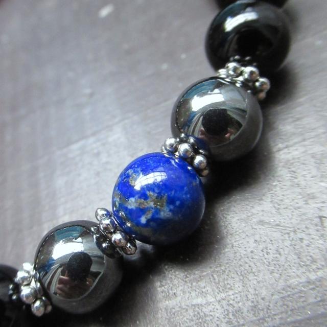 オニキスxラピスラズリxタイガーアイxヘマタイトブレスレット < 女性アクセサリー/時計 オニキスxラピスラズリxタイガーアイxヘマタイトブレスレット < 女性アクセサリー/時計の