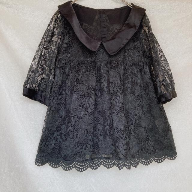 2way 総レース 半袖 襟付き フレア トップス ゴシック Y2K 黒 N2m < ブランド 2way 総レース 半袖 襟付き フレア トップス ゴシック Y2K 黒 N2m < ブランドの