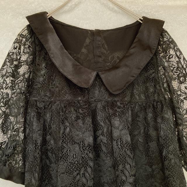 2way 総レース 半袖 襟付き フレア トップス ゴシック Y2K 黒 N2m < ブランド 2way 総レース 半袖 襟付き フレア トップス ゴシック Y2K 黒 N2m < ブランドの