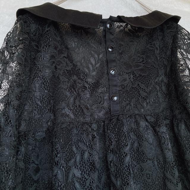 2way 総レース 半袖 襟付き フレア トップス ゴシック Y2K 黒 N2m < ブランド 2way 総レース 半袖 襟付き フレア トップス ゴシック Y2K 黒 N2m < ブランドの