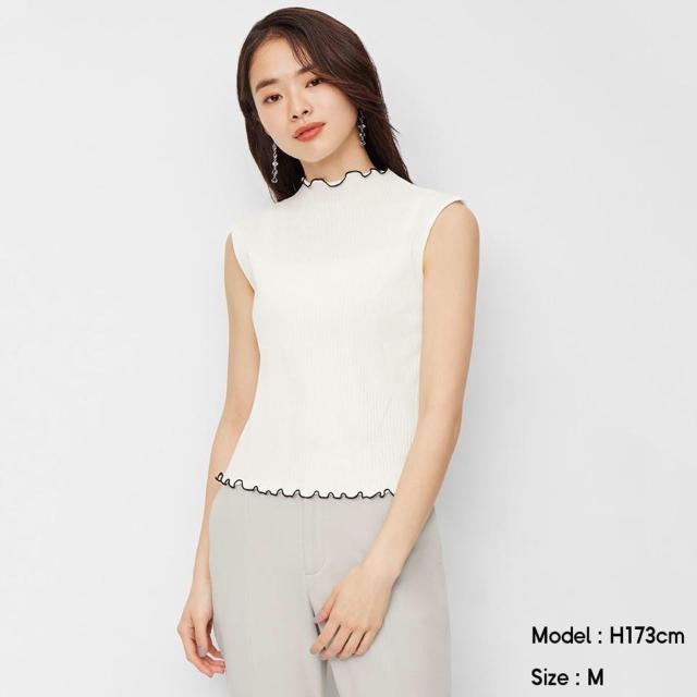 ◆GU/ジーユー◆バイカラーリブメローコンパクトT(ノースリーブ)★ホワイトS*秋コーデ美品♪ < ブランド ◆GU/ジーユー◆バイカラーリブメローコンパクトT(ノースリーブ)★ホワイトS*秋コーデ美品♪ < ブランドの