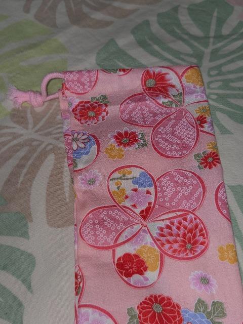 ★新柄ピンク×大桜花和柄リコーダー入れ巾着袋 < キッズ/ベビー  ★新柄ピンク×大桜花和柄リコーダー入れ巾着袋 < キッズ/ベビーの