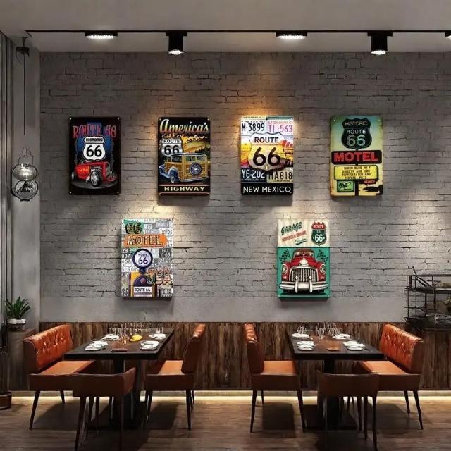 超お買い得1790円★6個セットのヴィンテージメタルティンスイン、ガレージの装飾用  クラシックの壁アート用のレトロルート66 < インテリア/ライフ  超お買い得1790円★6個セットのヴィンテージメタルティンスイン、ガレージの装飾用  クラシックの壁アート用のレトロルート66  < インテリア/ライフの