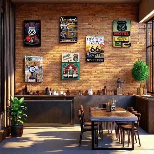 超お買い得1790円★6個セットのヴィンテージメタルティンスイン、ガレージの装飾用  クラシックの壁アート用のレトロルート66 < インテリア/ライフ  超お買い得1790円★6個セットのヴィンテージメタルティンスイン、ガレージの装飾用  クラシックの壁アート用のレトロルート66 < インテリア/ライフの