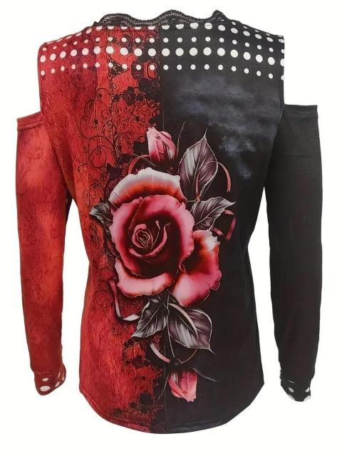 爆ヤス価格890円★レディース コントラストレーストリム 長袖Tシャツ  USAサイズM(日本サイズL相当)赤 < 女性ファッション  爆ヤス価格890円★レディース コントラストレーストリム 長袖Tシャツ  USAサイズM(日本サイズL相当)赤 < 女性ファッションの