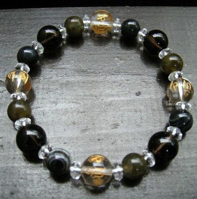 観音真言彫りオニキスx天眼石x煙水晶 < 男性アクセサリー/時計 観音真言彫りオニキスx天眼石x煙水晶 < 男性アクセサリー/時計の