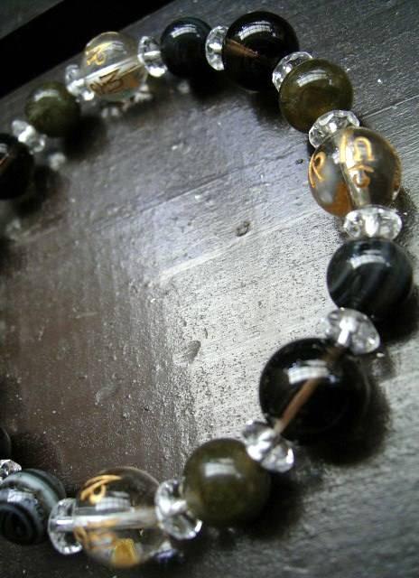 観音真言彫りオニキスx天眼石x煙水晶 < 男性アクセサリー/時計 観音真言彫りオニキスx天眼石x煙水晶 < 男性アクセサリー/時計の