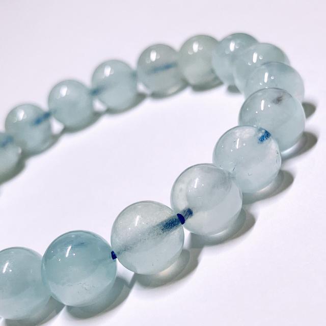 ふわふわ白雲? 《No.507》ホワイトクラウドアクアマリン 9.5mm珠 内径16cm < 女性アクセサリー/時計  ふわふわ白雲? 《No.507》ホワイトクラウドアクアマリン 9.5mm珠 内径16cm < 女性アクセサリー/時計の
