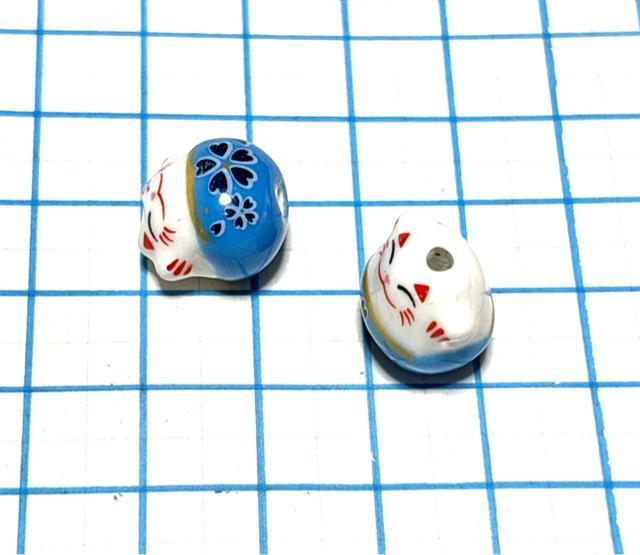 201 陶磁器ビーズ 1個 和柄の猫チャーム 青色◯ < ペット/手芸/園芸 201 陶磁器ビーズ 1個 和柄の猫チャーム 青色◯ < ペット/手芸/園芸の