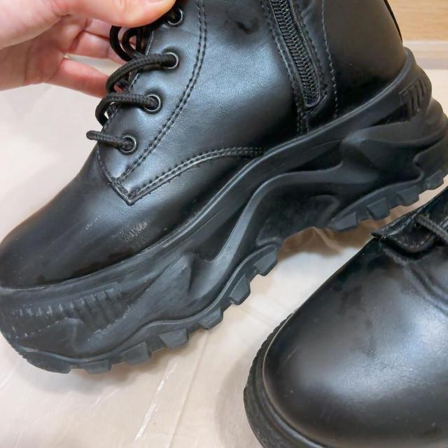 ◆レースアップ厚底ブーツ◆ギャルコーデ★ブラック23.5cm*秋冬コーデ韓国♪ < 女性ファッション ◆レースアップ厚底ブーツ◆ギャルコーデ★ブラック23.5cm*秋冬コーデ韓国♪ < 女性ファッションの