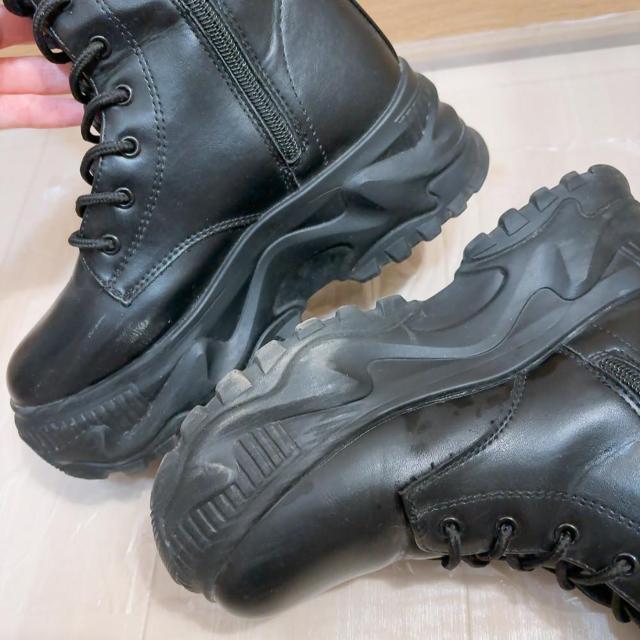 ◆レースアップ厚底ブーツ◆ギャルコーデ★ブラック23.5cm*秋冬コーデ韓国♪ < 女性ファッション ◆レースアップ厚底ブーツ◆ギャルコーデ★ブラック23.5cm*秋冬コーデ韓国♪ < 女性ファッションの