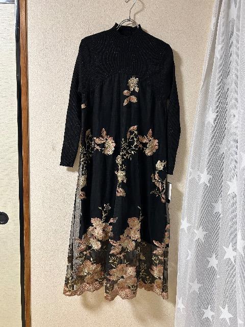 新品タグ付きT'S COLLECTION★ニット+刺繍チュール付きスカートワンピース < 女性ファッション 新品タグ付きT'S COLLECTION★ニット+刺繍チュール付きスカートワンピース < 女性ファッションの