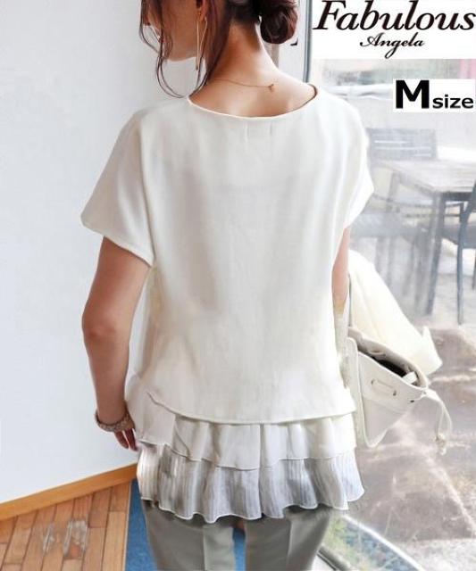 新品 ファビュラスアンジェラFabulous Angela/シアー レイヤード ブラウス ホワイト M < ブランド 新品 ファビュラスアンジェラFabulous Angela/シアー レイヤード ブラウス ホワイト M < ブランドの