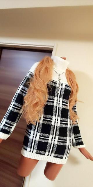 M〜L☆美品モノトーン☆ブラック×ホワイトチェック☆ニットワンピース < 女性ファッション  M〜L☆美品モノトーン☆ブラック×ホワイトチェック☆ニットワンピース  < 女性ファッションの