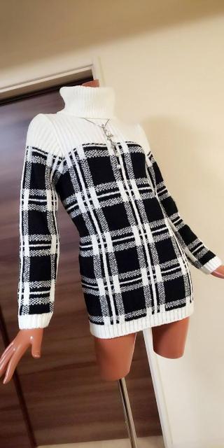 M〜L☆美品モノトーン☆ブラック×ホワイトチェック☆ニットワンピース < 女性ファッション  M〜L☆美品モノトーン☆ブラック×ホワイトチェック☆ニットワンピース < 女性ファッションの